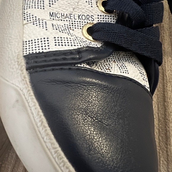 Michael Kors signature MK Navy sneakers gold trim size US 8M EU 38 Good used - Picture 8 of 11